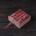 Elegant Chinese silk gift box with red calligraphy cover and decorative brown tassel - Small Brocade Box