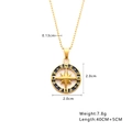 Collar de brújula en acero de titanio dorado con colgante de estrella en esmalte negro - N294-Colgante de Brújula de Esmalte Negro