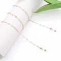 Elegant gold glasses chain with white pearls and silicone anti-slip ends for women - Pearl 8-Link Style 1