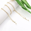 Exquisite eyewear chain with white pearls and gold metal links for women - Multi-layer Pearl Bead Chain