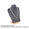 Gray velvet necklace display stand with wooden base 17.5x23cm for jewelry portrait models - New Square Model H23cm Dark Grey Velvet