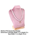 Pink velvet necklace display bust with wooden base for professional jewelry showcase - New Square Model H23cm Light Pink Velvet