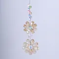 Crystal flower suncatcher with champagne petals and colorful beads for home window decor - Bag Packaging / Champagne