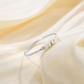 French style titanium steel ring with five natural freshwater pearls on champagne satin - US 5 / Silver