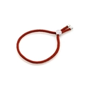Adjustable red braided rope bracelet with engraved silver metal sliding clasp detail - Reddish Brown Milan Rope Bracelet Type C
