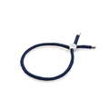 Adjustable dark blue braided rope bracelet with engraved silver metal sliding clasp - Navy Blue Milan Rope Bracelet Type C