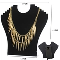 Black velvet portrait necklace display bust showing dimensions and back support stand - Fan-Shaped Necklace Board / As Shown