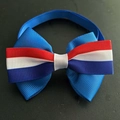 Detail of Independence Day pet bowtie with red white and blue ribbon and adjustable strap - 20-36cm (Adjustable)