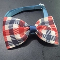 Dettaglio farfallino per animali Giorno Indipendenza con trama scozzese e fibbia regolabile - 20-36cm (Regolabile) / Stile a Quadri Rosso, Bianco e Blu (4)