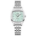 Orologio al quarzo da donna con quadrante rettangolare verde chiaro e cinturino in acciaio - Cassa Argento Quadrante Verde Chiaro Cinturino Argento