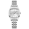 Montre GEDI pour femme en acier argenté avec cadran carré arrondi et mouvement quartz - Boîtier Argent Cadran Blanc Bracelet Argent