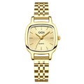 Montre quartz dorée pour femme avec boîtier de forme coussin et bracelet à maillons - Boîtier Or Cadran Or Bracelet Or