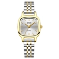 Montre à quartz carrée bicolore élégante avec cadran argenté pour femmes - Boîtier Or Cadran Blanc Bracelet Bicolore