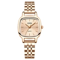 Montre à quartz élégante pour femme en acier inoxydable or rose avec cadran rectangulaire champagne - Boîtier Or Rose Cadran Or Rose Bracelet Or Rose