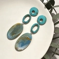 2603283 Blue Textured Oval Long Earrings