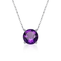 S925 sterling silver necklace with a classic round cut purple moissanite stone - Purple Crystal Diamond