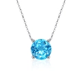 S925 sterling silver necklace with a brilliant round sky blue moissanite pendant - Swiss Blue Crystal Diamond