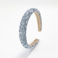 Chic blue padded headband with sparkling crystals and pearls on white background - Light Blue