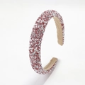 Padded headband with red and white pearls and rhinestones on soft fabric lining - Red