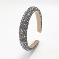 Sparkling grey rhinestone and pearl headband with padded sponge velvet inner lining - Gray