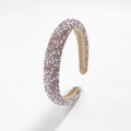 Luxury padded headband with pink rhinestones and white pearls on velvet lining - Pink