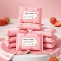 Portable strawberry-themed baby wipes in pink packaging, 10-count travel-size packs - Strawberry / 10 Sheets/Pack
