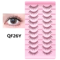 Set of 10 pairs of natural false eyelashes with thin clear band in model QF26Y - Natural Dense Style (QF26Y)