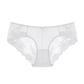 Mutandine sexy in pizzo bianco a vita bassa con mesh trasparente e ricami floreali - S / Bianco