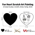 12-piece heart scratch art kit with wooden styluses and red ribbons for Mother's Day DIY - 12pcs Set / Fun Heart Scratch Art Set