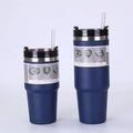 Deep blue stainless steel vacuum insulated tumblers with 3-way multi-function lids - Navy Blue