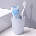 Minimalist light blue plastic toothbrush cup with toothbrush and hygiene paste set - Individual OPP Bag / Light Blue