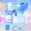 Blue angel wing electric bubble gun toy set with refill solution for kids - Angel Blue Bubble Machine
