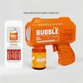 Orange electric astronaut bubble gun kit with bubble solution and four batteries included - Square Orange 6-Hole (With Batteries & Solution)