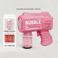 Pink electric astronaut bubble gun set including refill solution and 4 AA batteries - Square Pink 6-Hole (With Batteries & Solution)