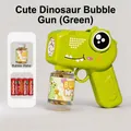 Green dinosaur electric bubble gun set with bubble solution and 4 AA batteries included - Cute Dinosaur Green (With Batteries & Solution)