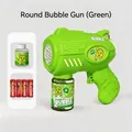 Green automatic electric dinosaur bubble gun set with liquid and 4 batteries included - Round Green 6-Hole (With Batteries & Solution)