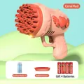 32-hole automatic astronaut bubble gun in coral red with wings and accessories kit - 32-Hole Red (With Batteries & Solution)