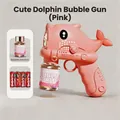 Pink dolphin electric bubble machine with bubble solution and four batteries - Dolphin Pink (With Batteries & Solution)