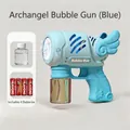 Blue angel wing electric bubble gun set with solution bottle and four batteries - Big Angel Blue (With Batteries & Solution)