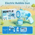 Blue astronaut electric bubble machine toy set with bubble liquid and gift box packaging - Tech 10-Hole Blue Gift Box (With Solution)