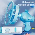 Blue submarine electric bubble machine set with 230ml solution and dipping tray - Bubble in Bubble (Submarine Blue/With Plate & Solution)