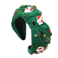 Grüner Weihnachts-Haarreif mit Weihnachtsmann-Motiven und bunten Strasssteinen - Grün