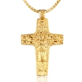 Collier croix religieuse vintage en or avec relief de berger et de mouton gravé - Pendentif Uniquement (Sans Chaîne)