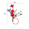 Handmade Christmas pine needle napkin ring with silk flowers and berries, 10x15cm size - Independence Day Flower Napkin Ring (NR260314)