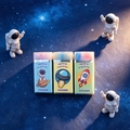 Set de tres gomas de borrar de temática espacial con dibujos de astronautas y cohetes - Serie Espacio