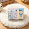 Set de 3 borradores de dibujos animados con diseños de shiba, conejo y oso suave - Serie Mascotas Lindas