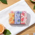 Tres gomas de borrar creativas con motivos de naranja, uva y sandía para niños - Serie de Frutas