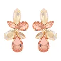 Oorbellen met champagne en roze kristallen in goudkleurige klauwzetting - Roze Champagne