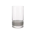 Verre cylindrique série Pink Diamond avec large anneau à texture métallique argentée - Grand gobelet / Transparent avec strass argentés
