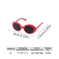 Cute red oval cat-eye sunglasses for pets with black lenses and 8cm width dimensions - Fashion Style Red